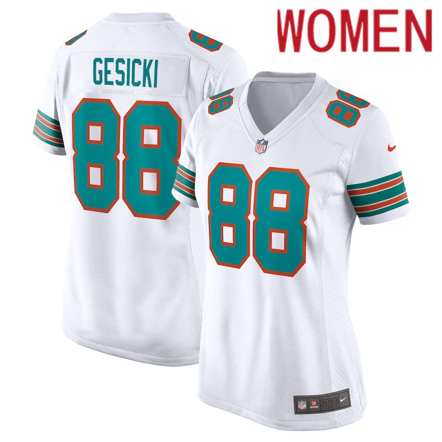 Women Miami Dolphins #88 Mike Gesicki Nike White Alternate Game NFL Jersey->women nfl jersey->Women Jersey